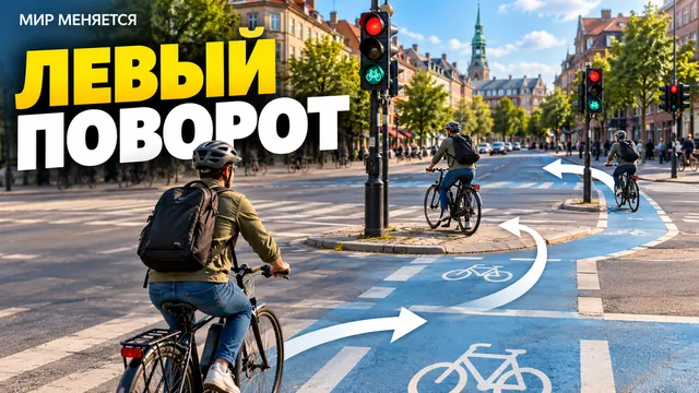 Зачем велосипедисту в Дании проехать перекрёсток дважды, чтобы повернуть налево