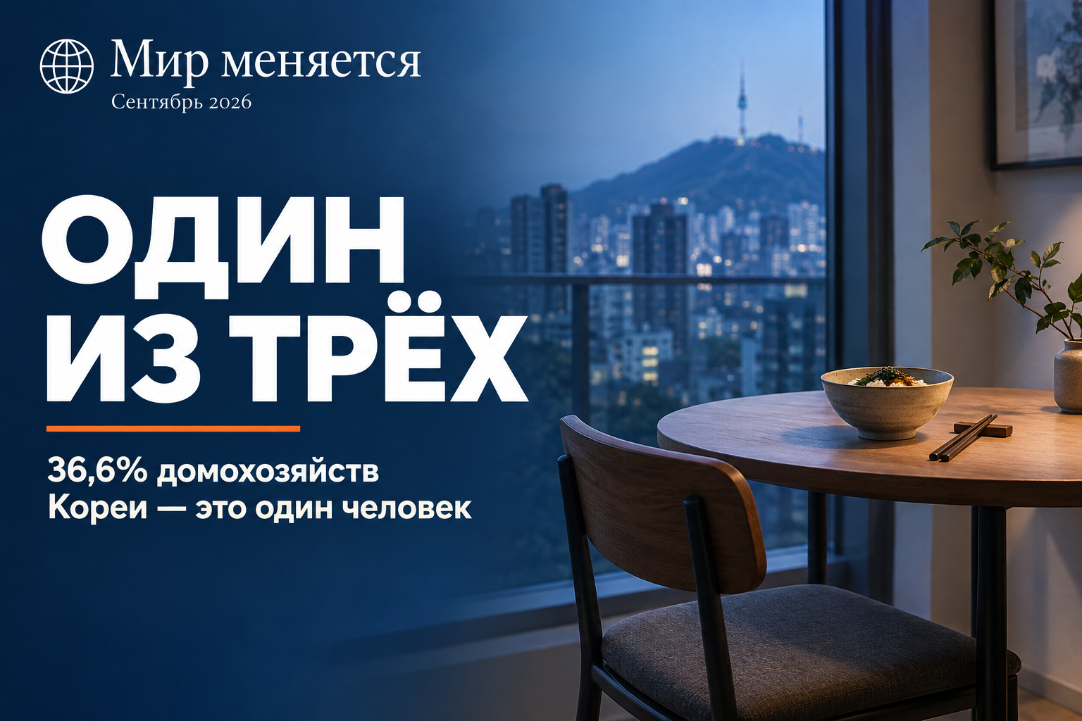Почему в Южной Корее всё больше людей живут одни — и что это меняет для всех